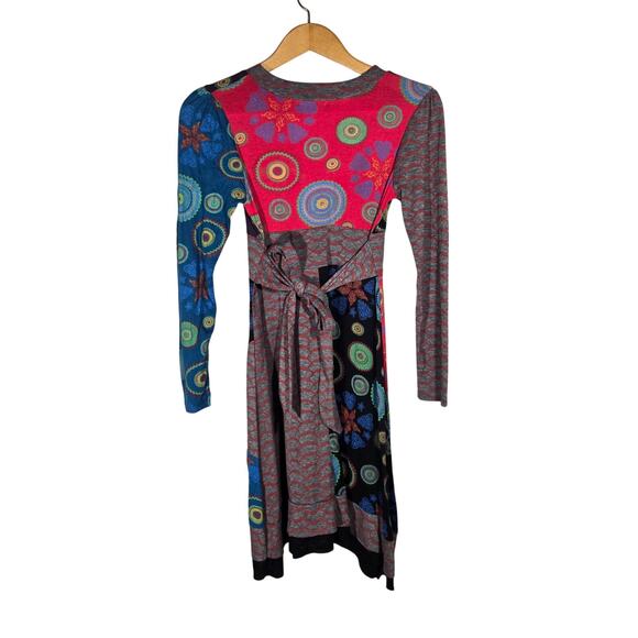 Vtg Mechant Small Mixed Print Midi Dress Lagenlook Boho Funky Artsy Art to Wear - Picture 6 of 7